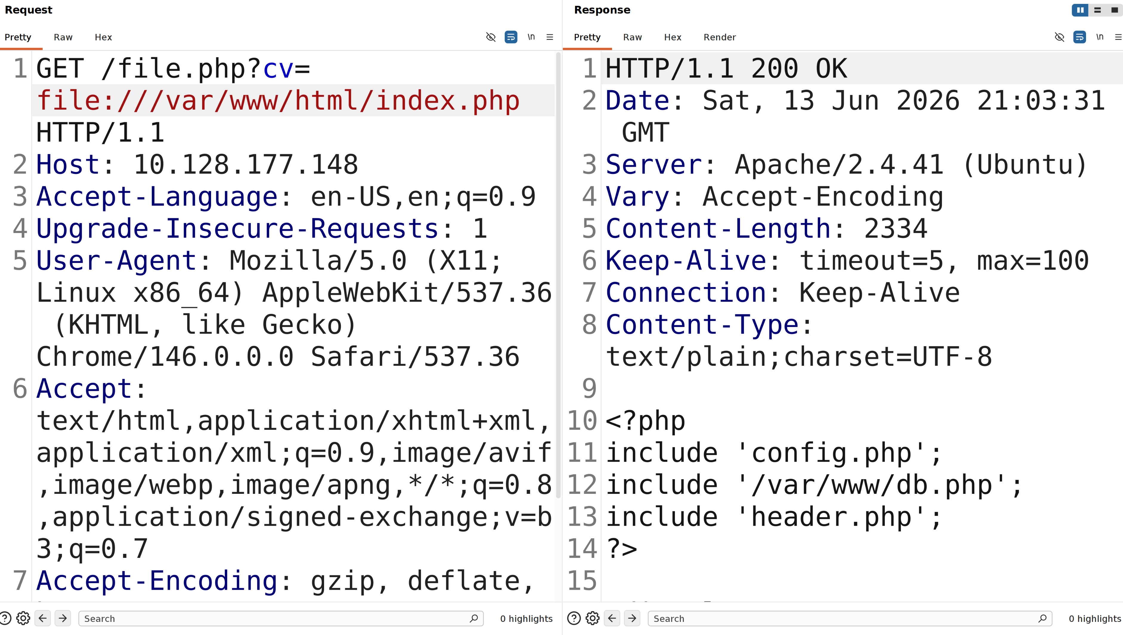 Recruit login page intercepted in Burp